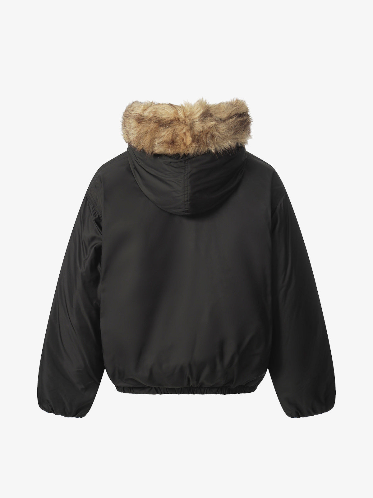 Retro Pleated Fur Hooded Padded Jacket