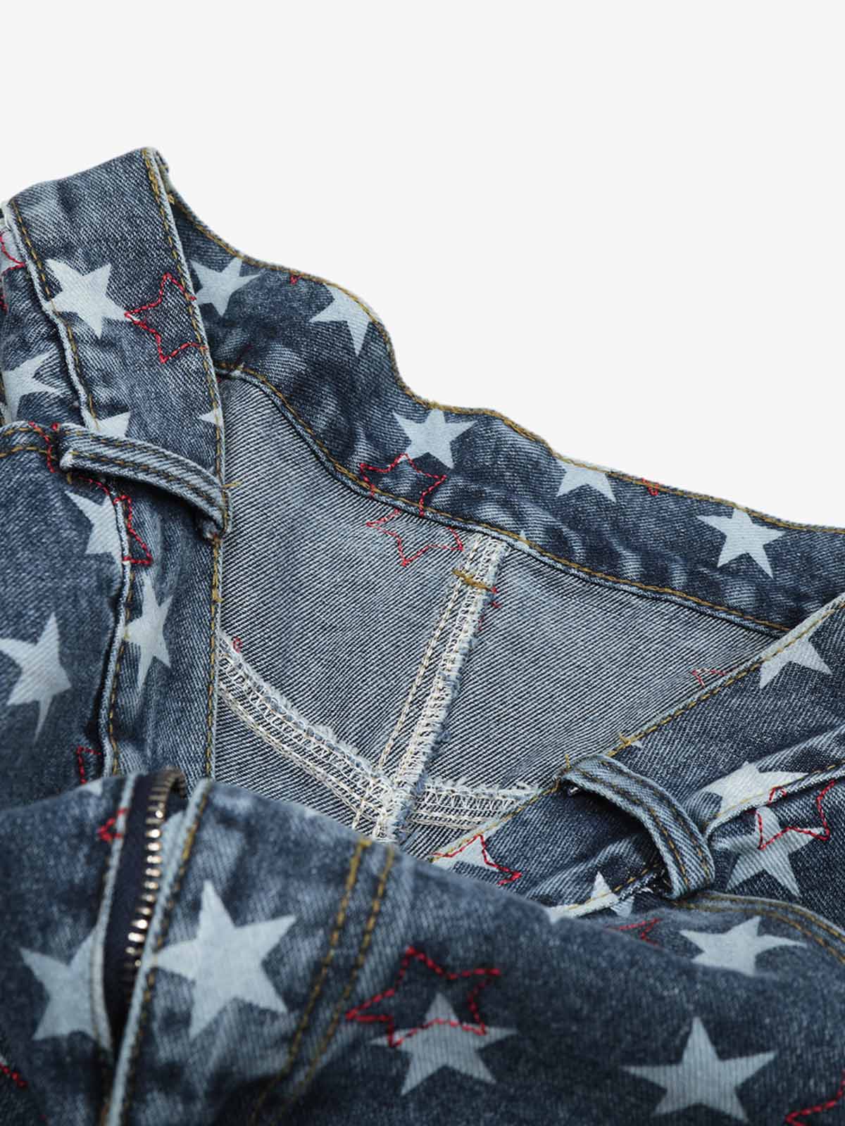 Vintage Star Embroidered Barrel Jeans