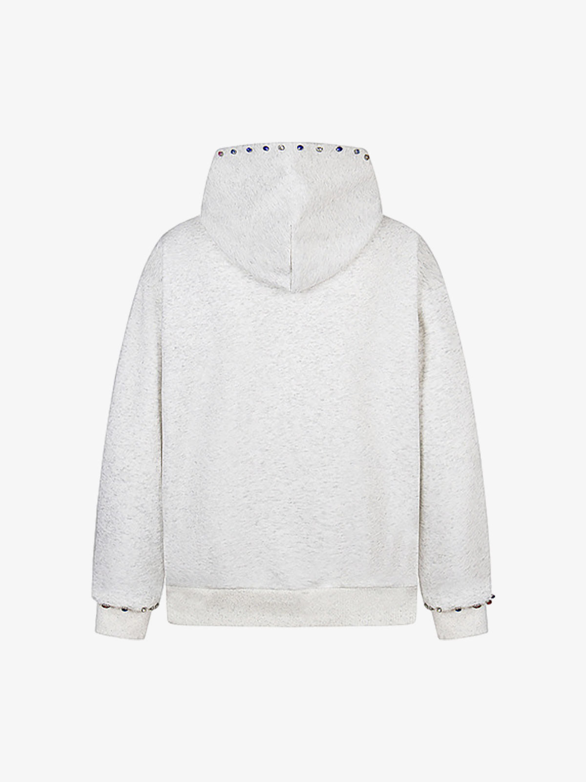 Retro Diamond Beaded Letter Zip Hooded Sweatshirt