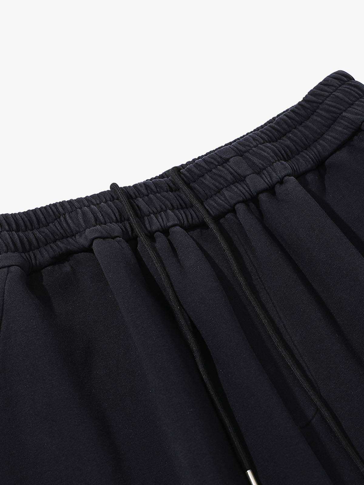 French Terry Distressed Gradient Drawstring Wide Leg Pants