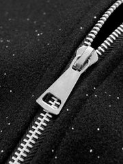 Retro Rhinestone Double Zipper Cotton Jacket