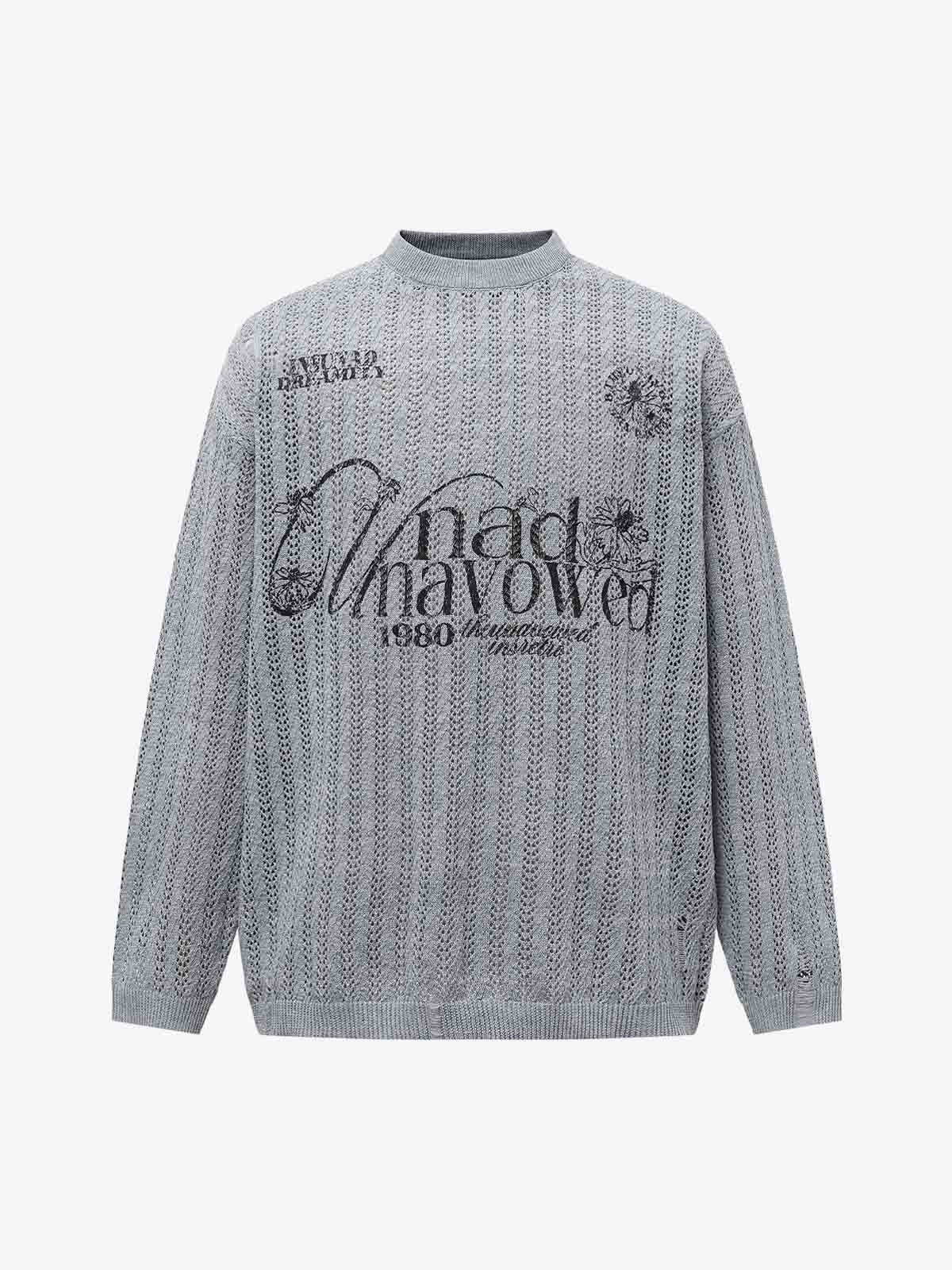 Streetwear Retro Hollow-Out Knit Sweater