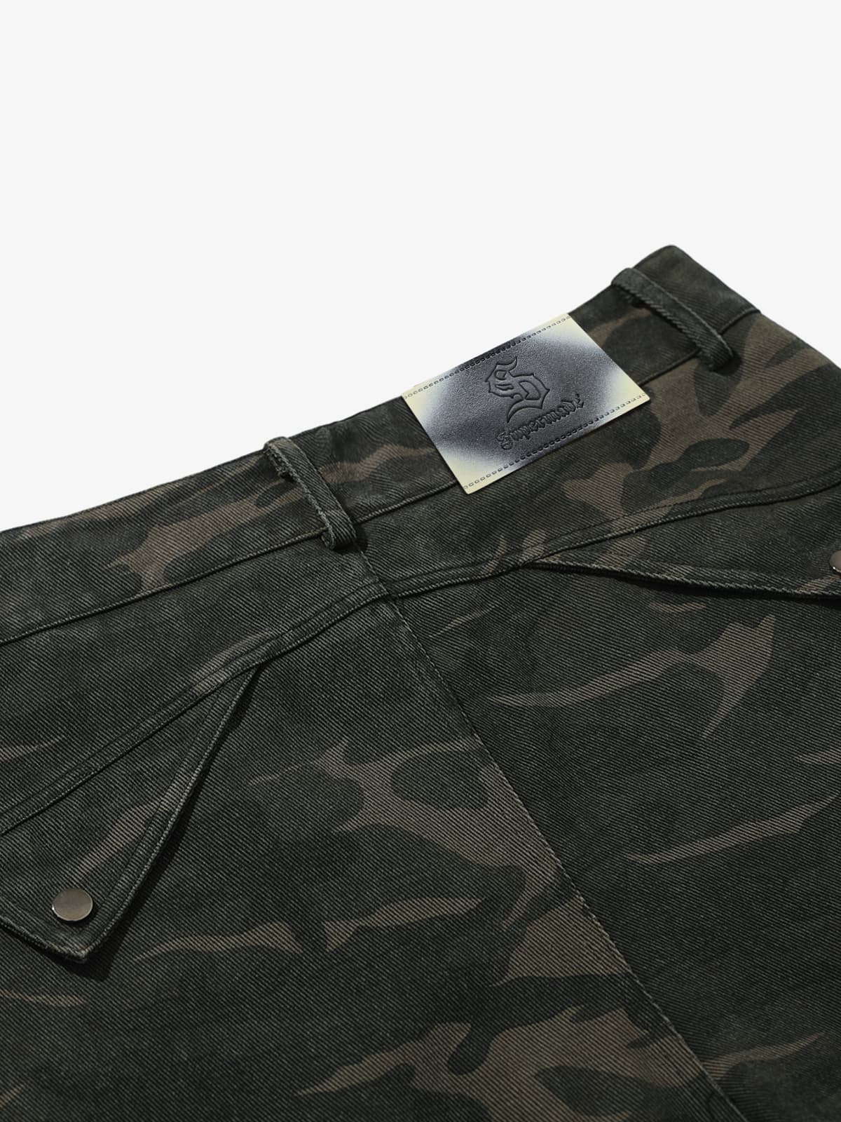 Vintage Camouflage Print Multi-Pocket Cargo Barrel Pants