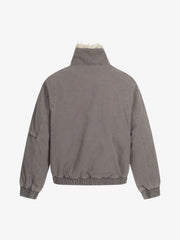 Pocket Zip Up Fur Collar Work Quilted Jacket