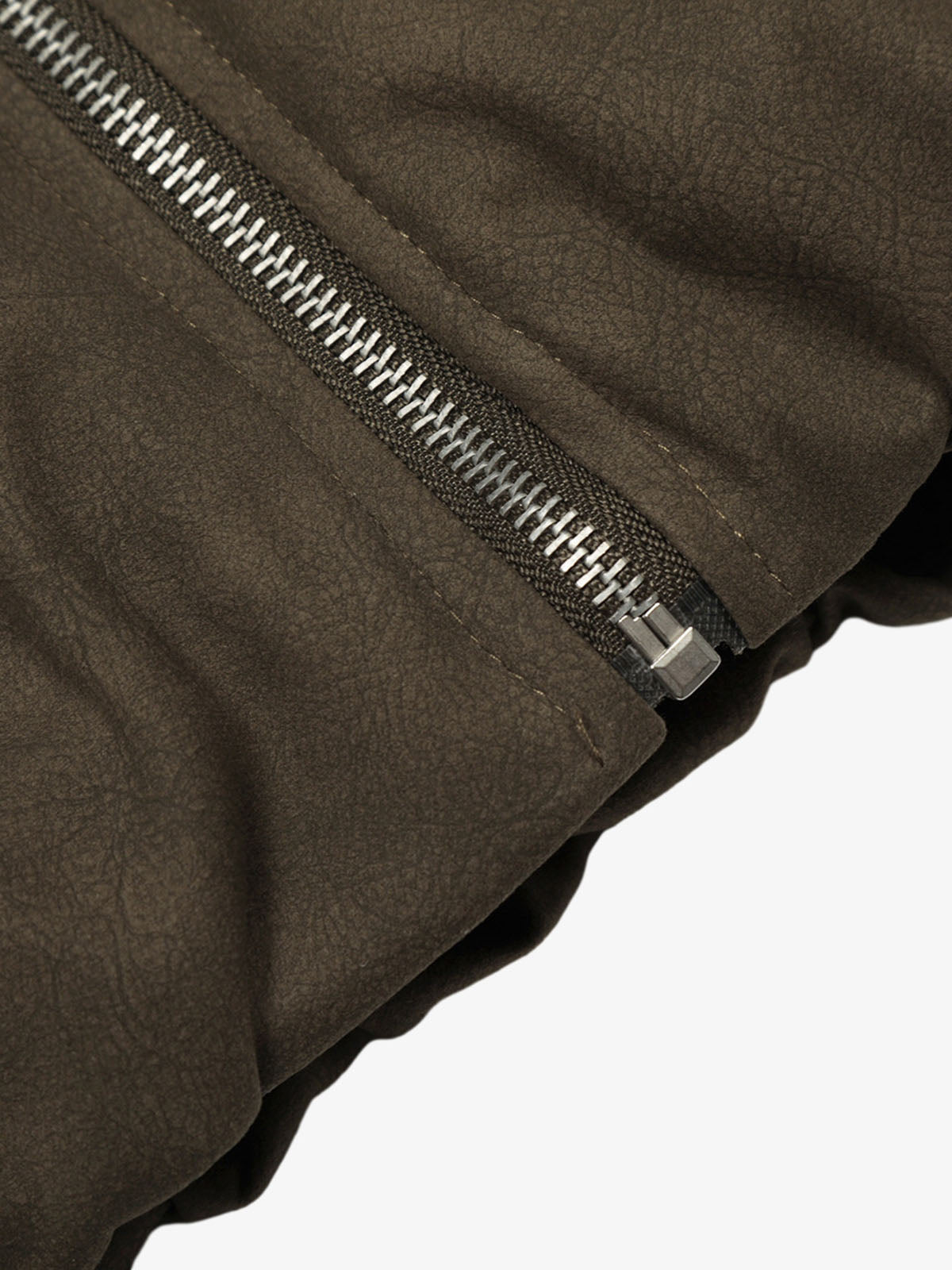 Vintage Zipper Pocket Design Sherpa Lined Collar Padded Jacket