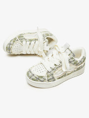 Vintage Tweed Patchwork Frayed Edge Chunky Sneakers