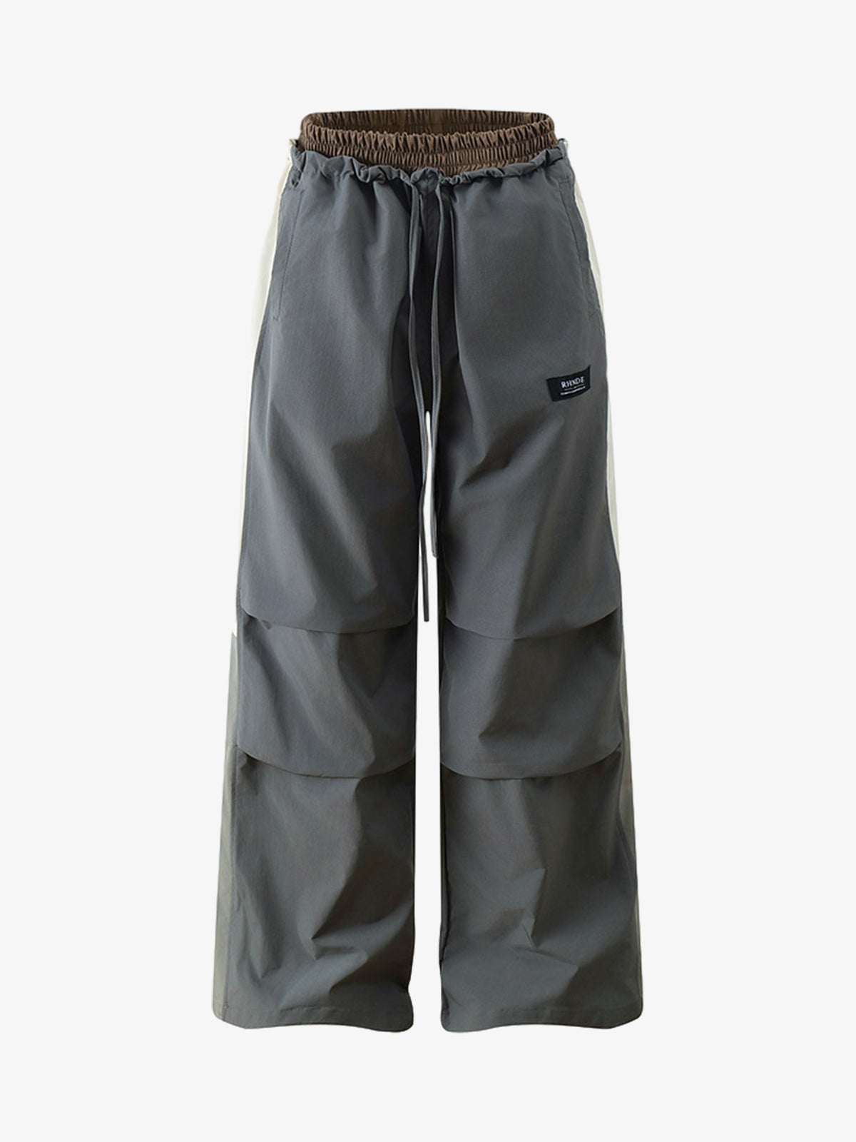 Retro Patchwork Faux Two-Piece Double Waist Casual Pants