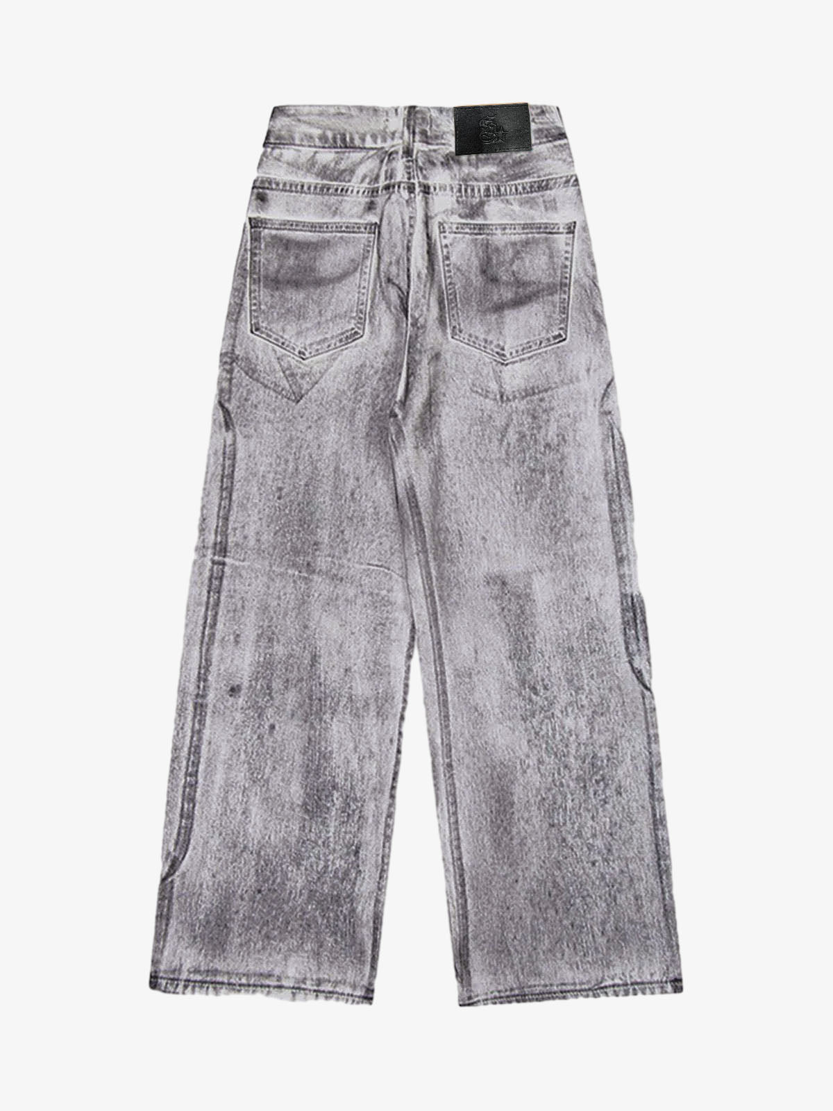 Wasteland Style Niche Design Dirty White Loose Jeans