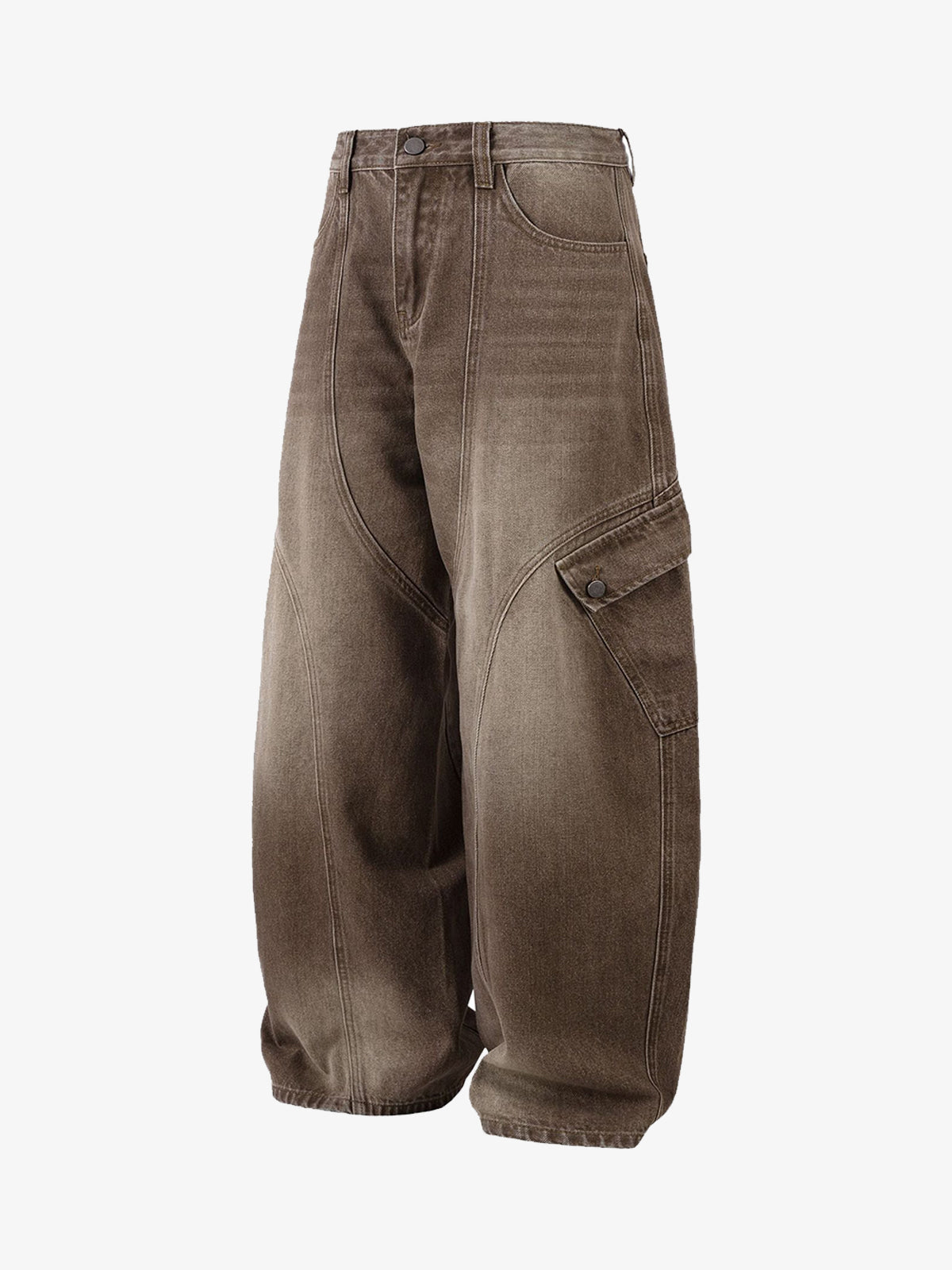 Vintage Washed Workwear Barrel Jeans