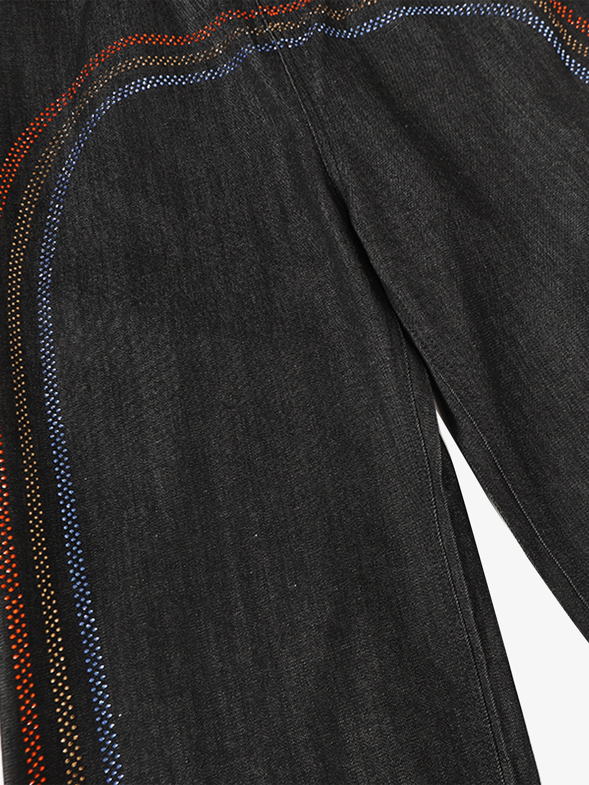 Streetwear Rainbow Rhinestone Stripe Embellished Jeans