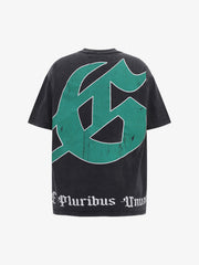 Old Washed Dark Western Cowboy Print T-Shirt