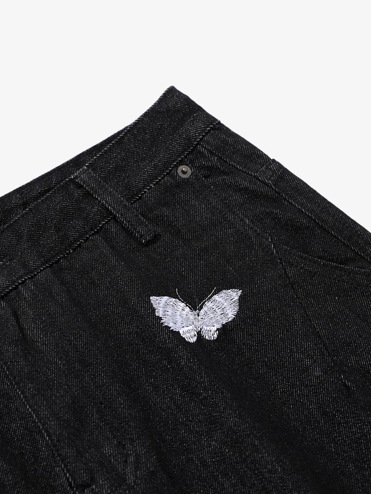 Butterfly Embroidered Scimitar Jeans