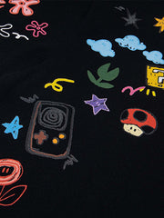 Floral Embroidered Crew Neck T-Shirt