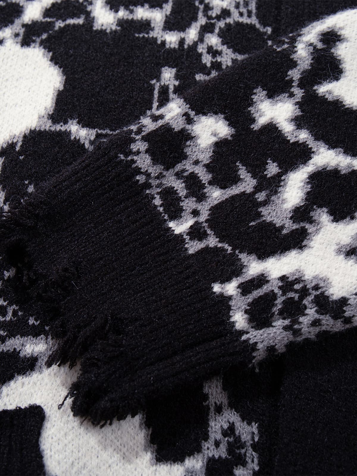 Vintage Skull Leopard Jacquard Knitted Cardigan