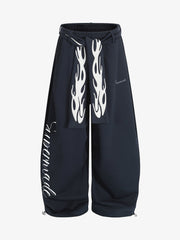 High Street Flame Print Baggy Sweatpants