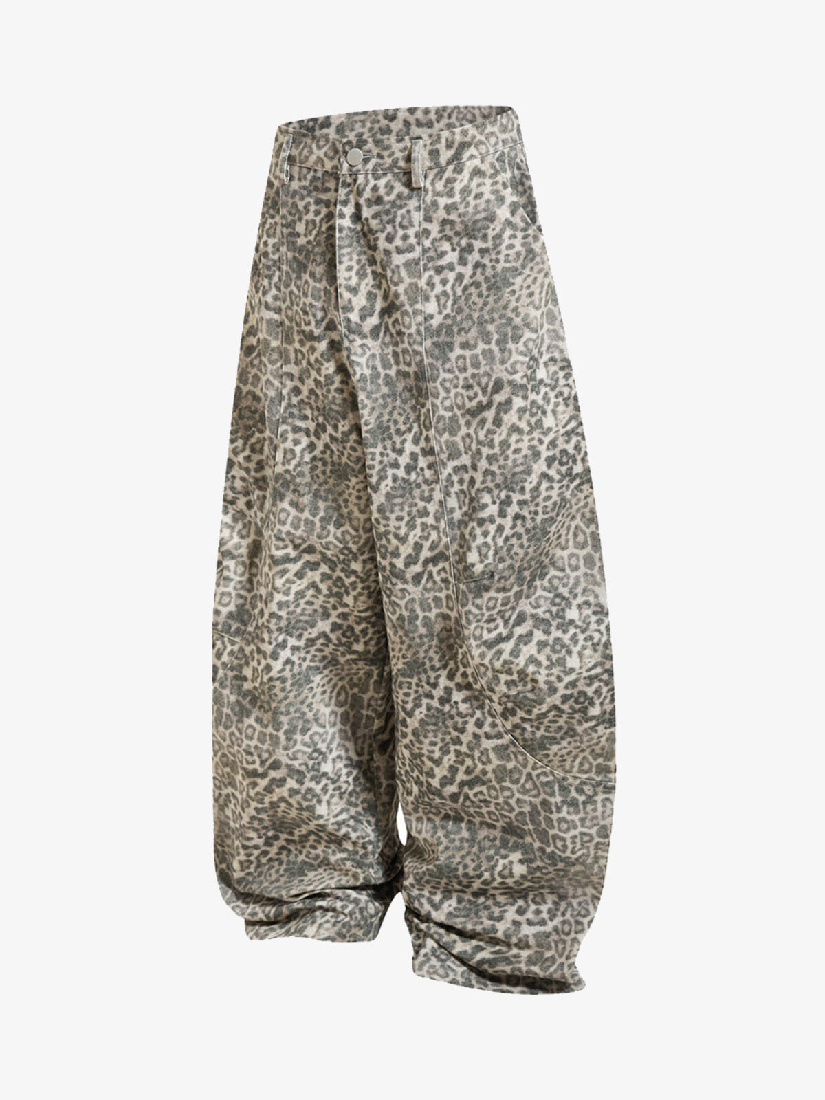 Street Leopard Camouflage Pleated Barrel Jeans