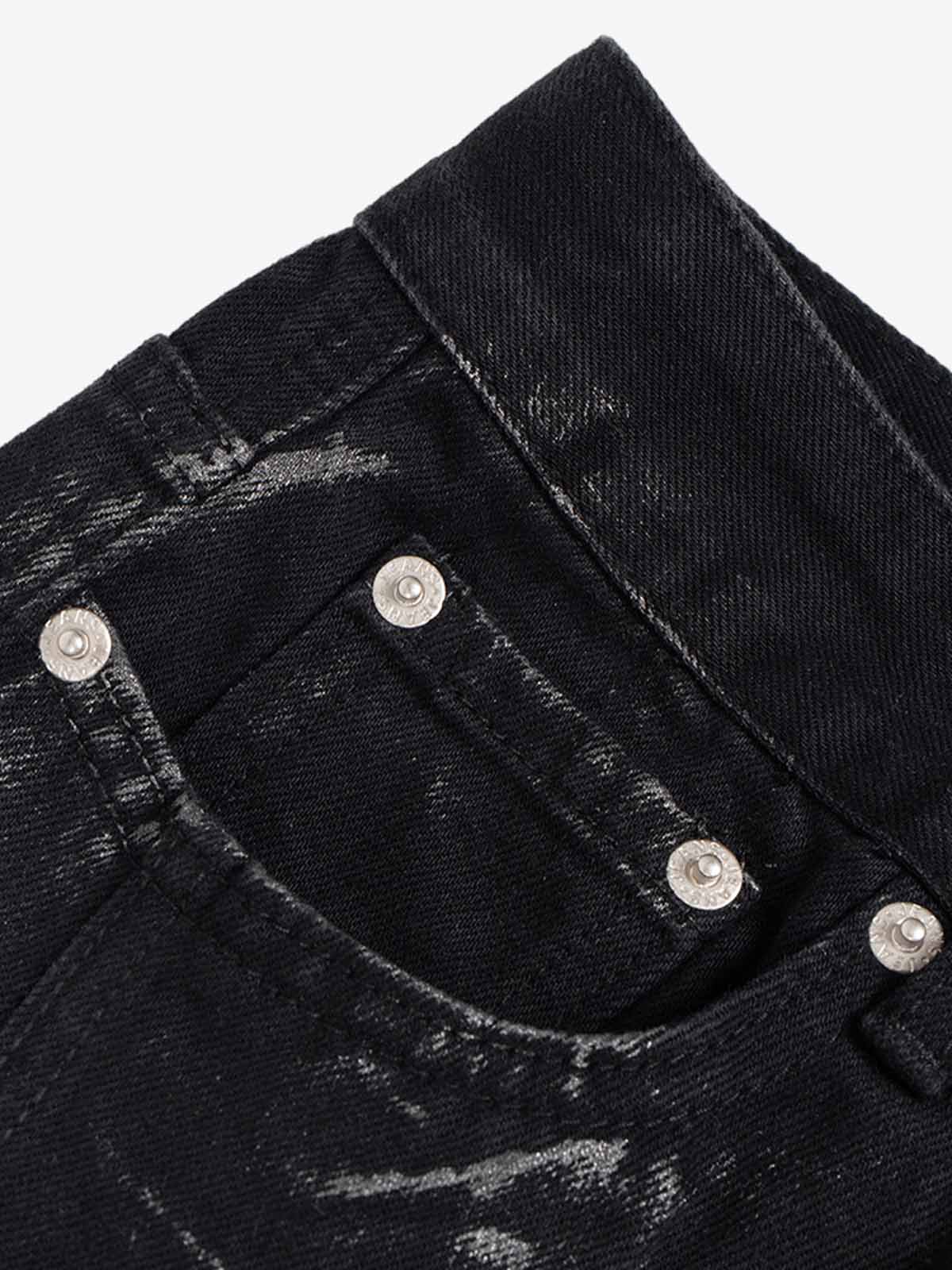 Heavily Washed Star Diamond Flared Jeans