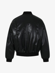 Street Motorcycle Stand Collar Leather Padded Jacket