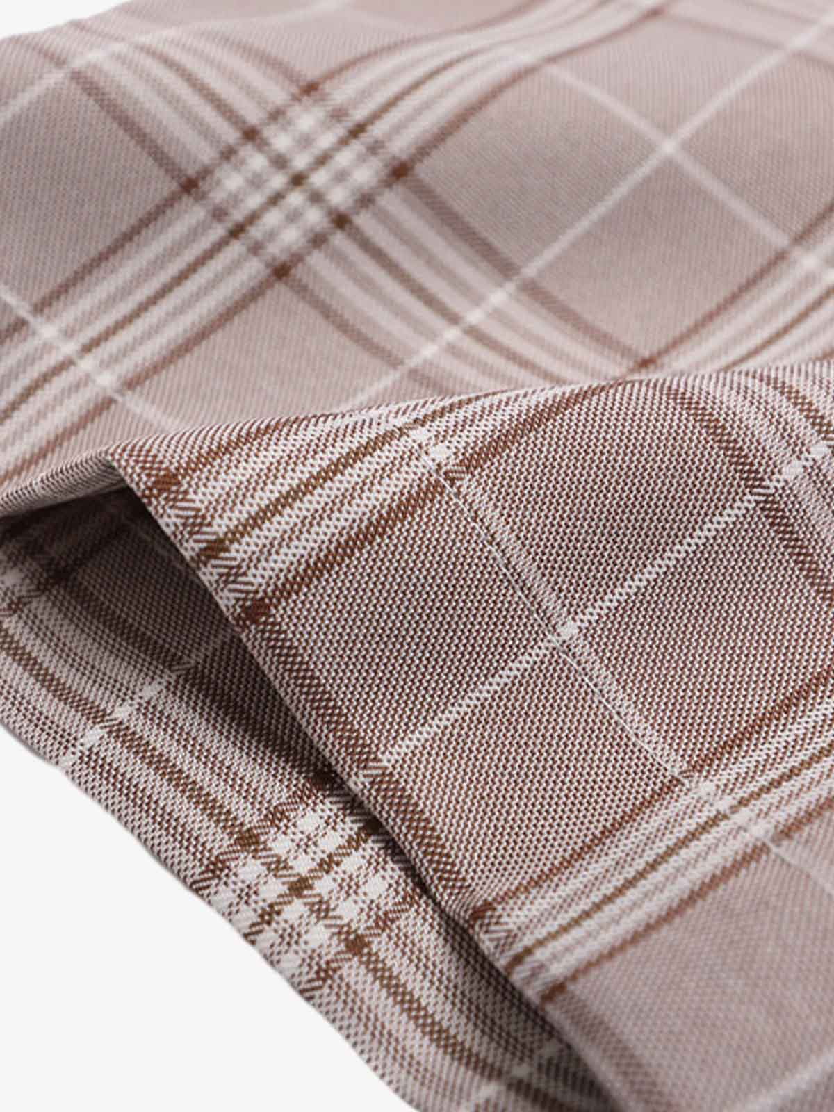 Faux Two-piece Pearl Button Plaid Short-Sleeved Shirt