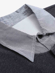 Retro Deconstructed Patchwork Striped Lapel T-Shirt