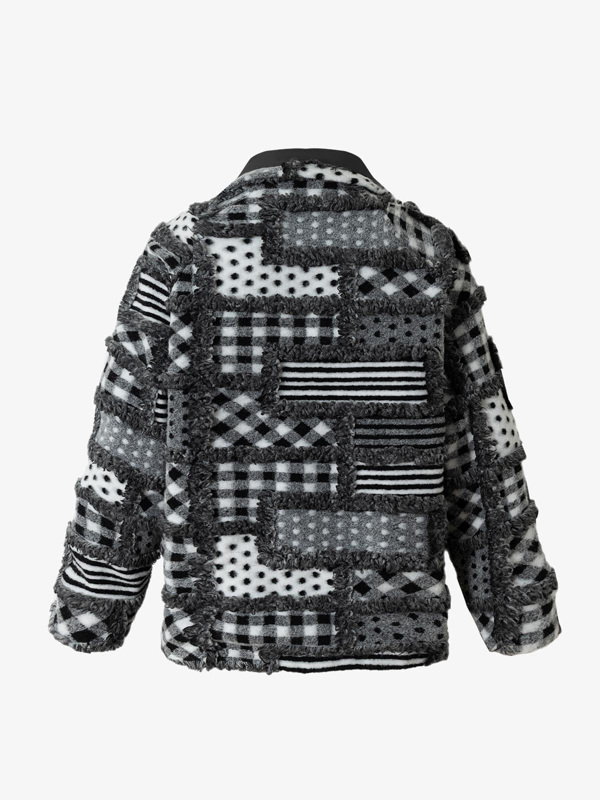 Vintage Plaid Polka Dot Reversible Sherpa Cotton Jacket