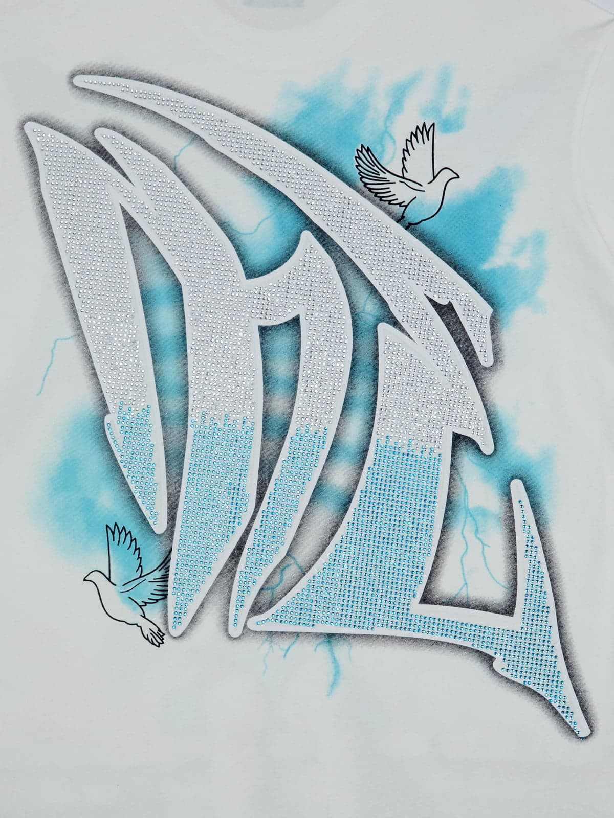 Retro Street Peace Dove Angel Rhinestone T-Shirt