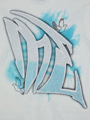 Retro Street Peace Dove Angel Rhinestone T-Shirt