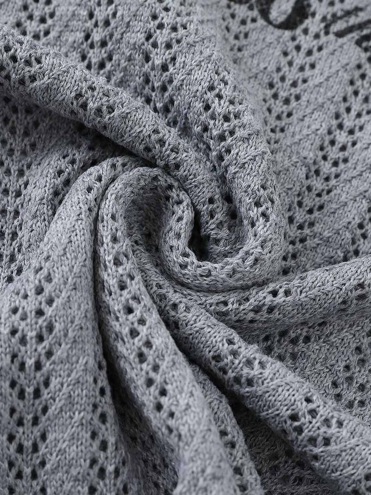 Streetwear Retro Hollow-Out Knit Sweater