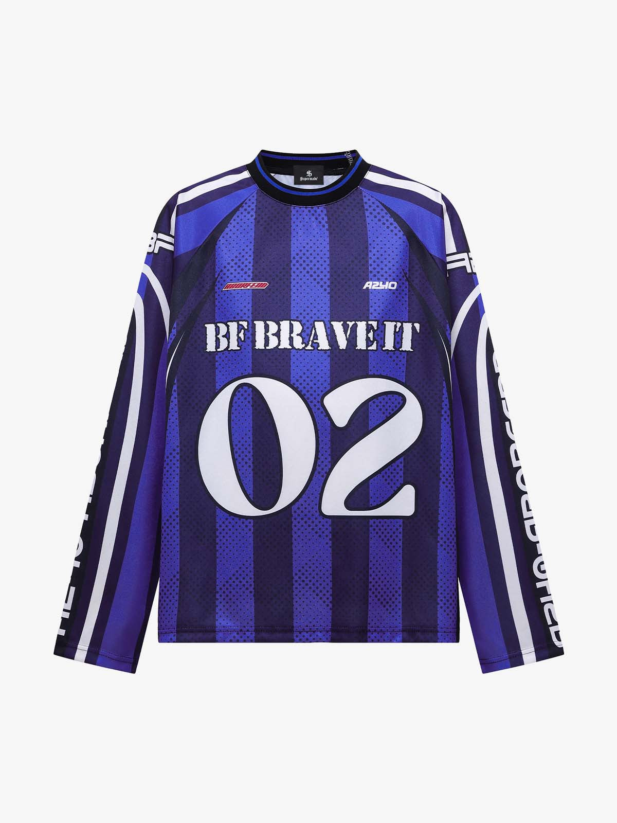 Loose Mesh Striped Hip-Hop Long Sleeve Jersey T-Shirt