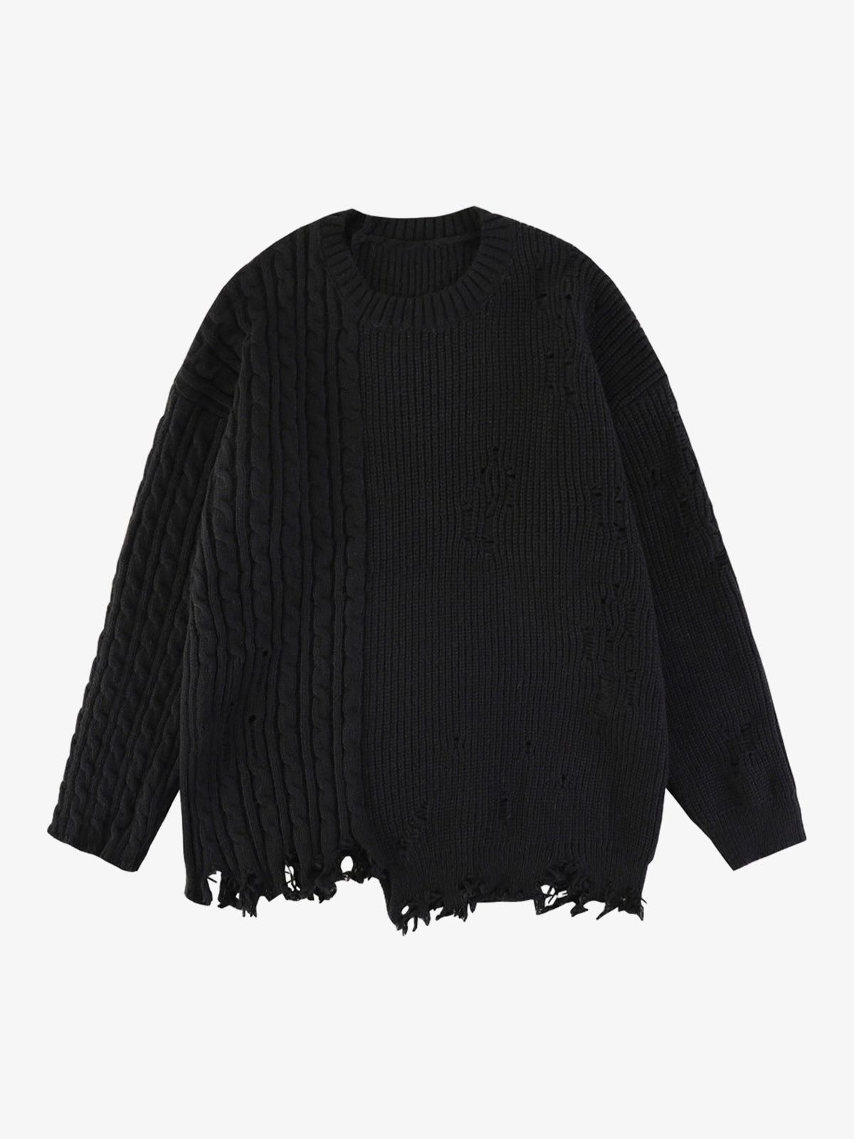 Cable Knit Crochet Hole Sweater