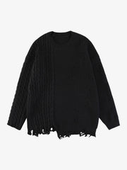 Cable Knit Crochet Hole Sweater