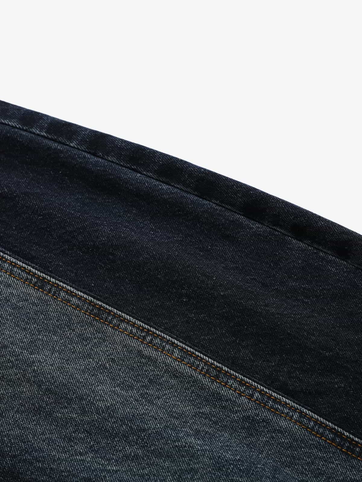 Vintage Washed Wide-Leg Double Seam Distressed Barrel Jeans