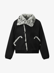 Vintage Dirty Dyed Washed Faux Fur Collar Padded Jacket