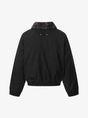Faux Fur Collar Zipper Padded Bomber Jacket