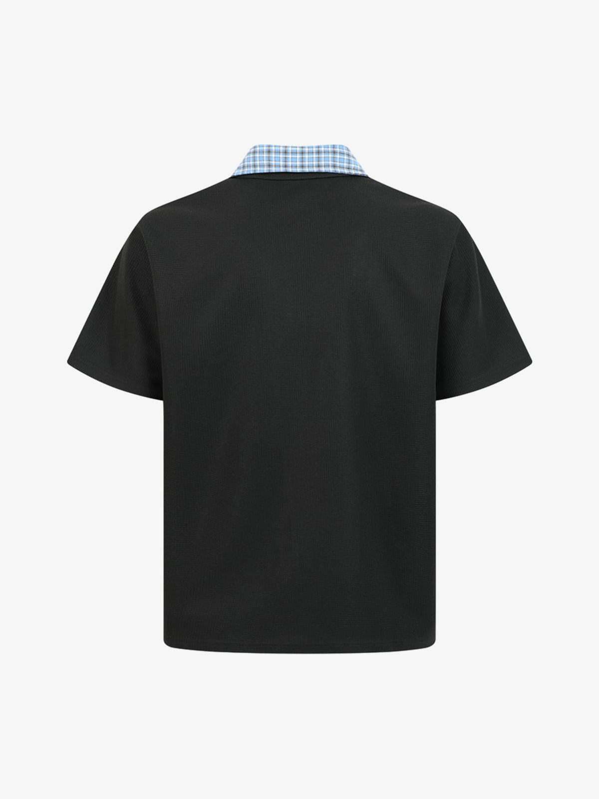 Retro Pearl Letter Plaid Collar Polo Shirt