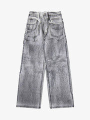 Wasteland Style Niche Design Dirty White Loose Jeans