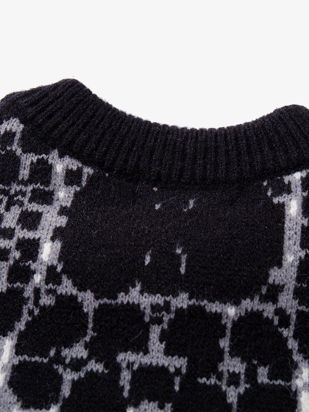 Vintage Skull Leopard Jacquard Knitted Cardigan