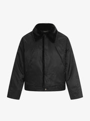 Deconstructed Patchwork Fur Collar Bomber Jacket
