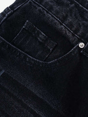 Distressed Dove-Print Denim Jort