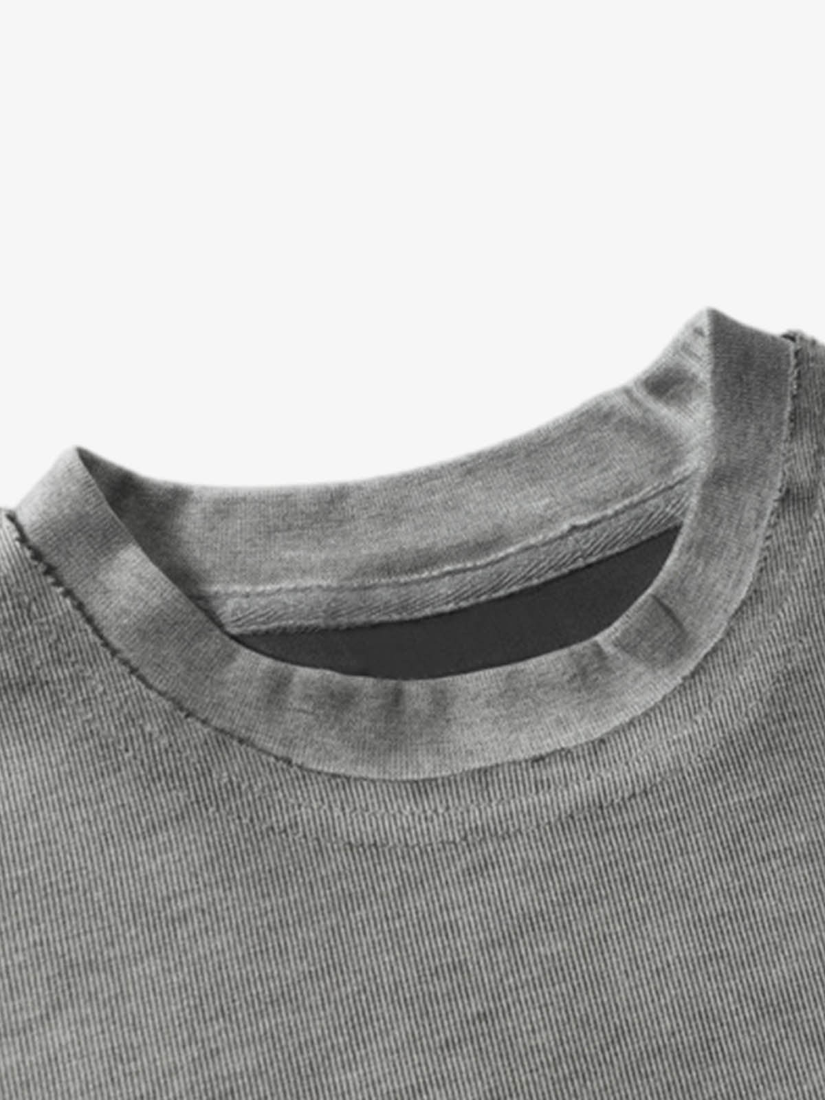 Vintage Distressed Washed Gradient Short-Sleeved T-Shirt