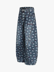 Vintage Star Embroidered Barrel Jeans