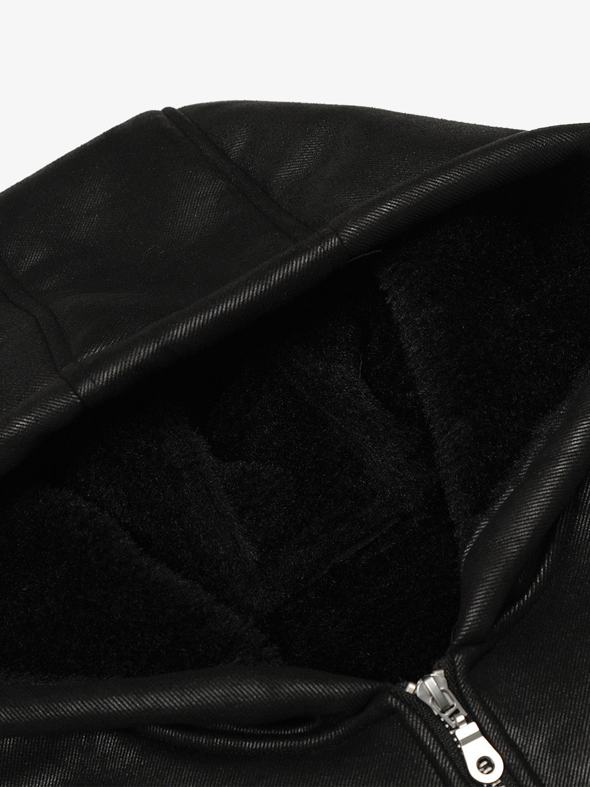 Vintage Leather Badge Fleece-lined Hooded Zip Bomber Jacket