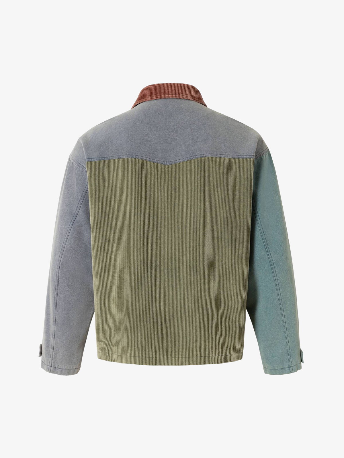 High Street Multi-Pocket Color-Block Patchwork Work Jacket