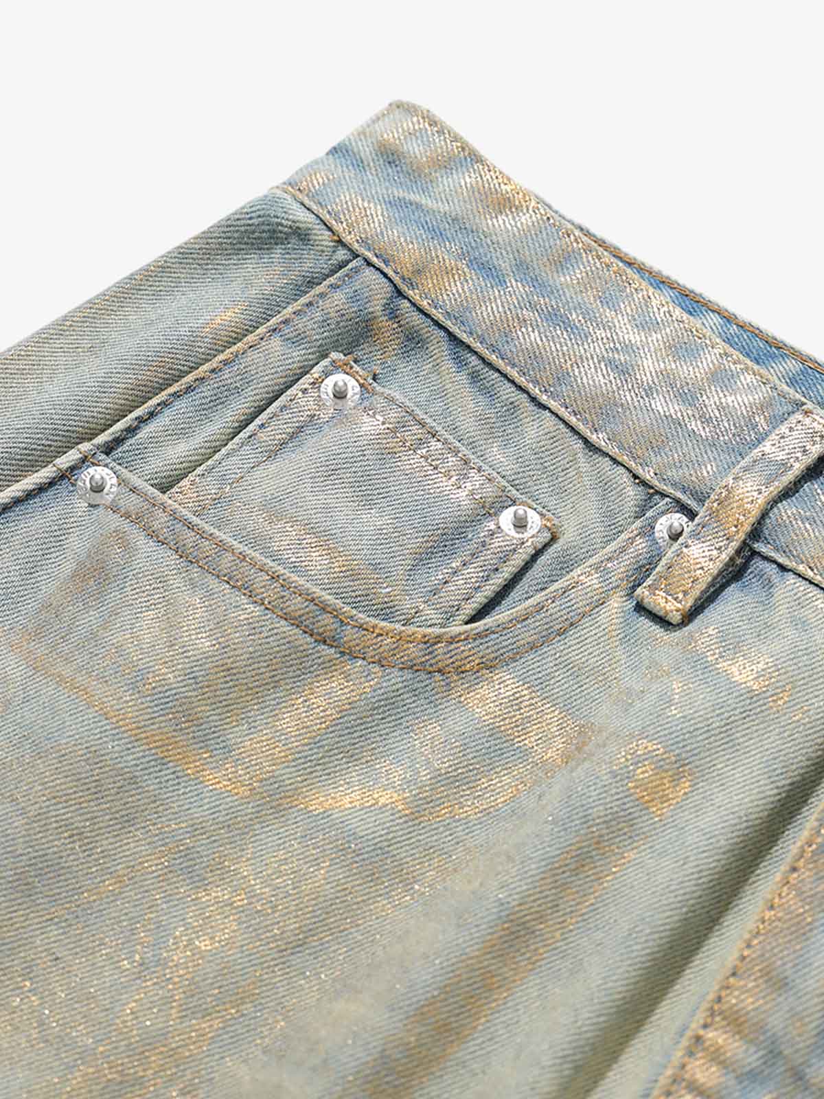Painted Washed Old Machete Mopping Jeans