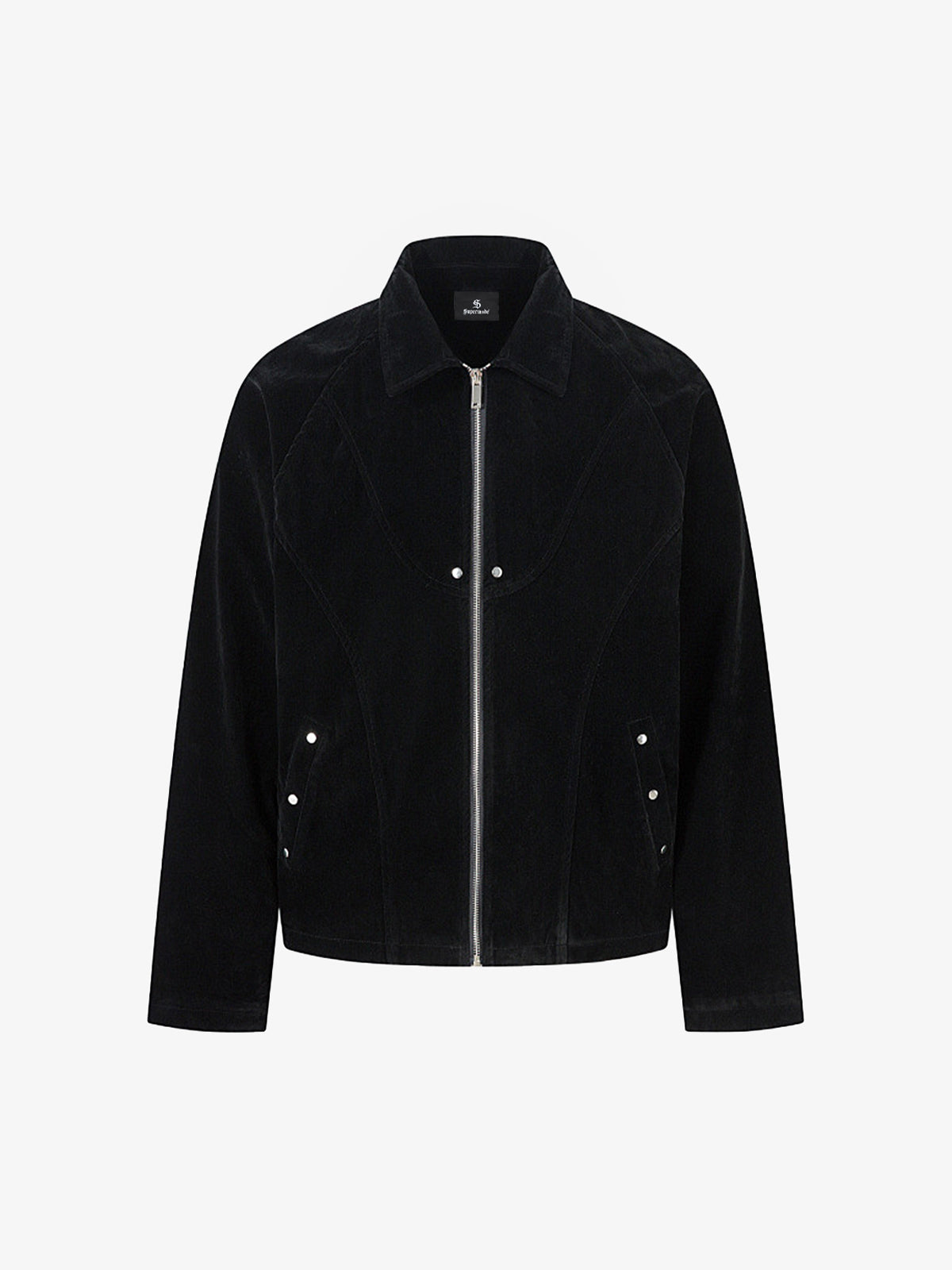 Suede Lapel Deconstructed Patchwork Jacket