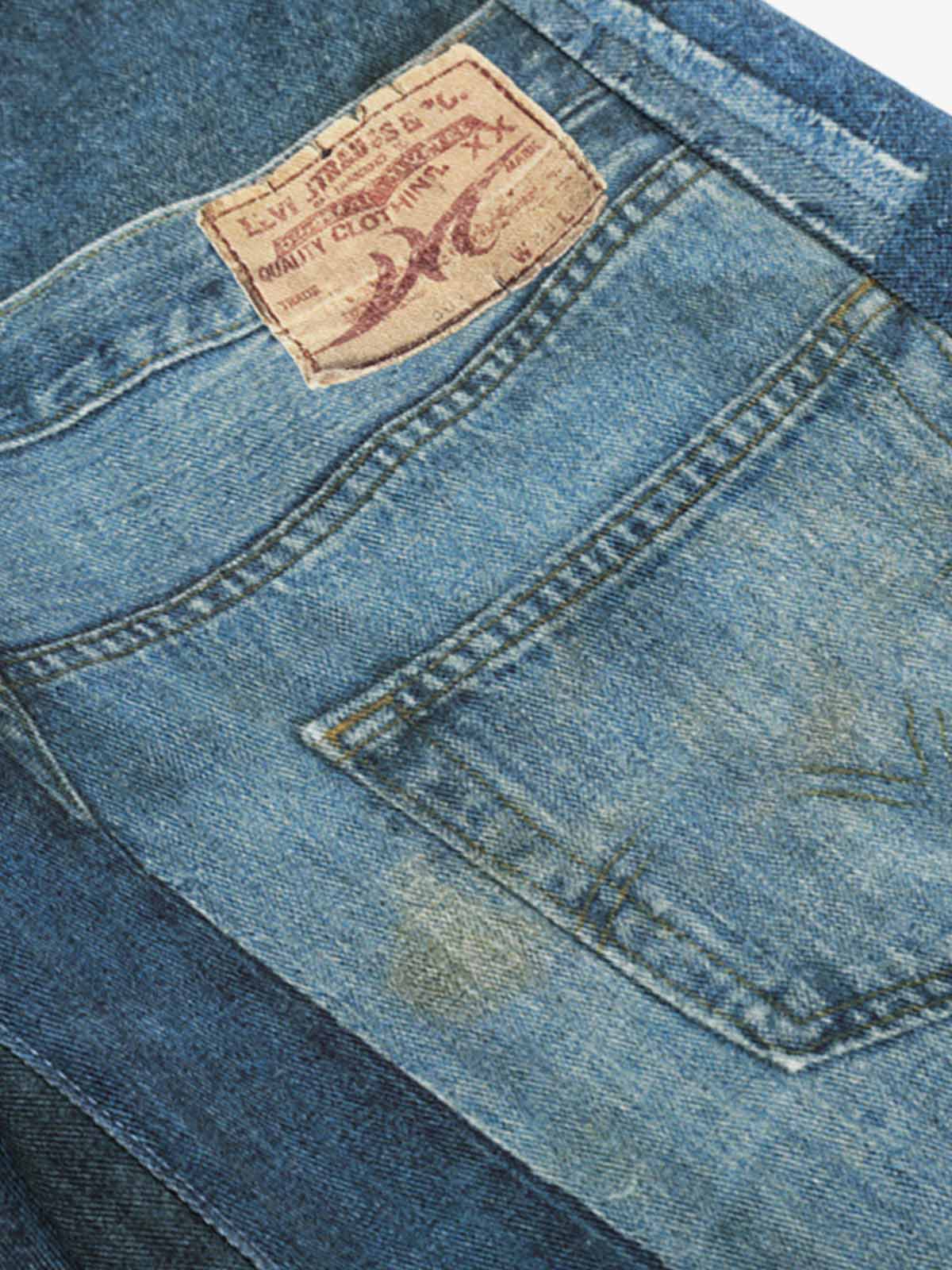 Vintage Patchwork Ripped Barrel Jeans