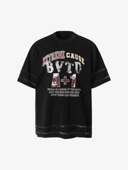 Graffiti Raw Edge Patchwork T-Shirt