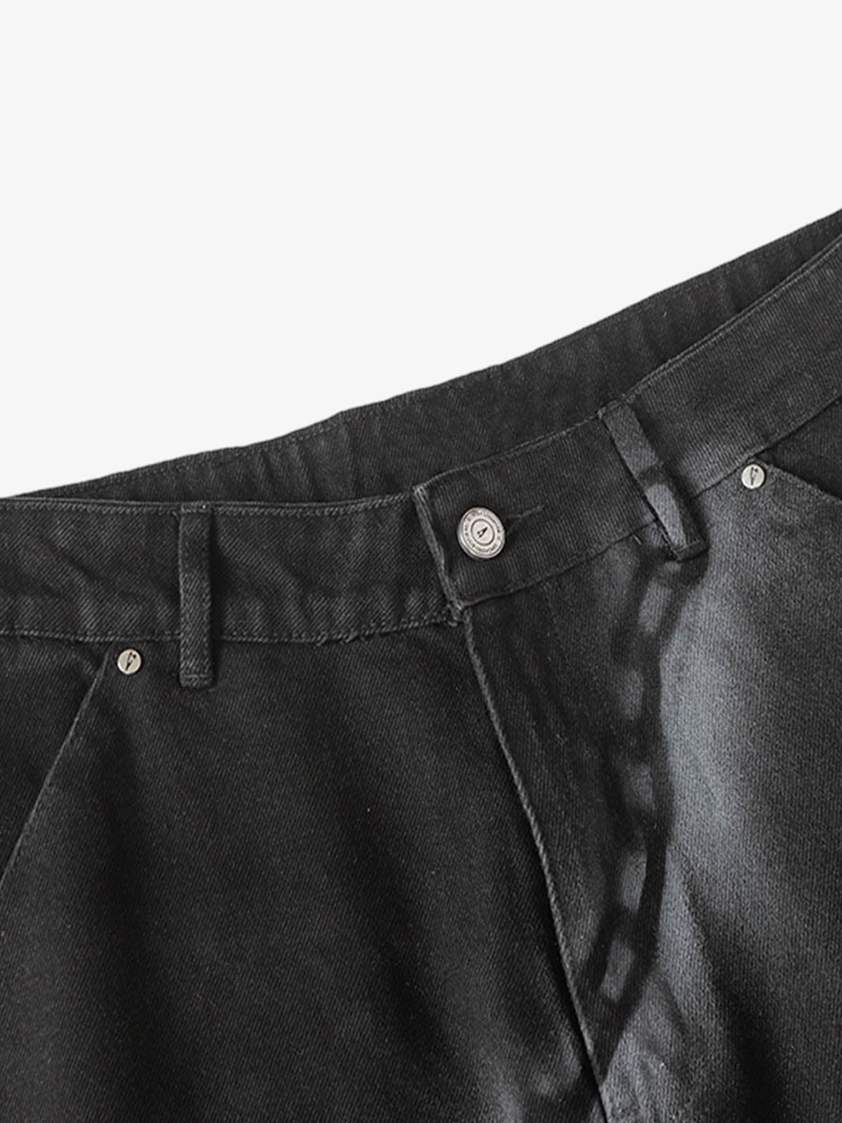 Chain Print Raw Edge Washed Wide-Leg Jeans