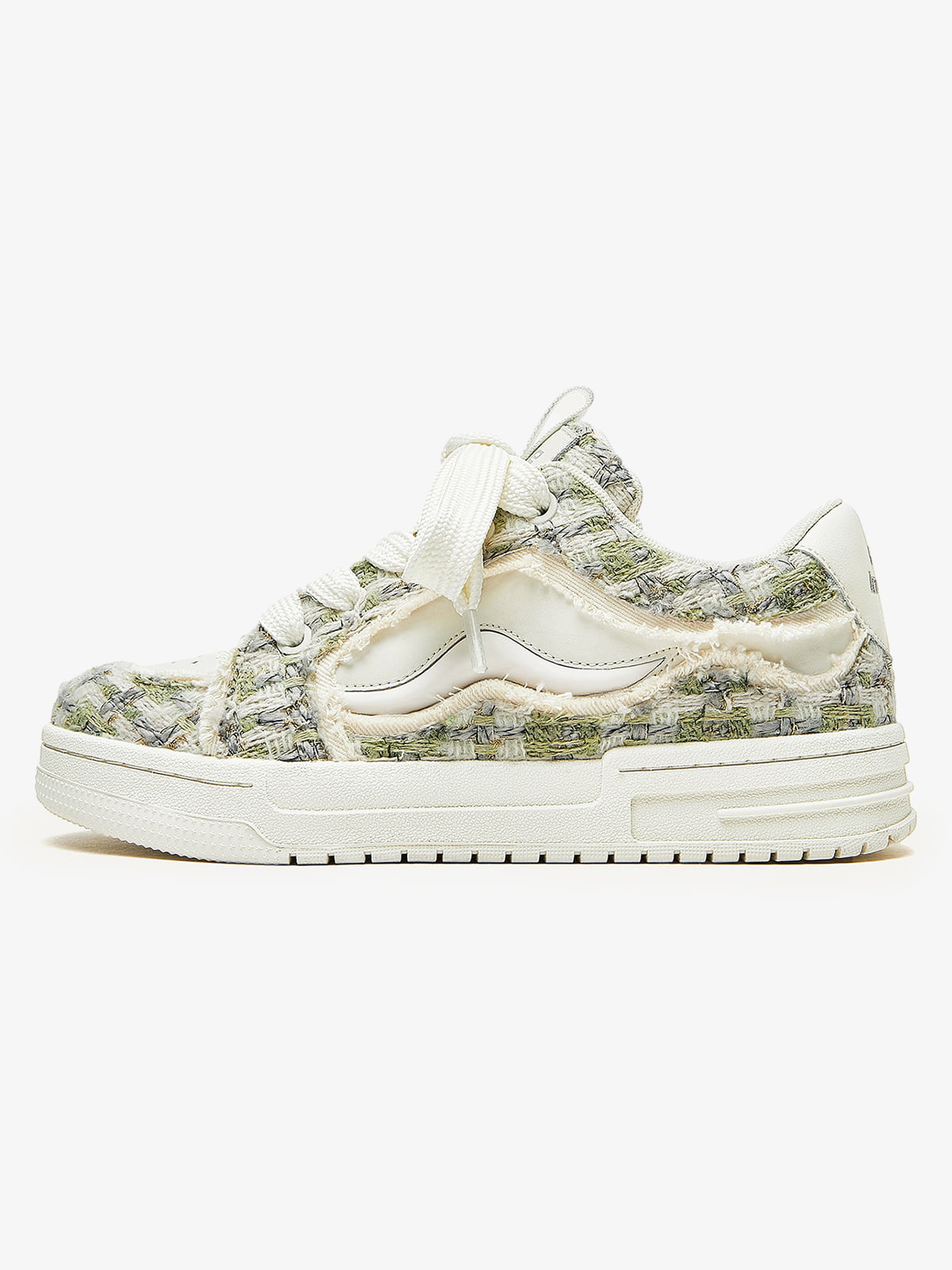 Vintage Tweed Patchwork Frayed Edge Chunky Sneakers