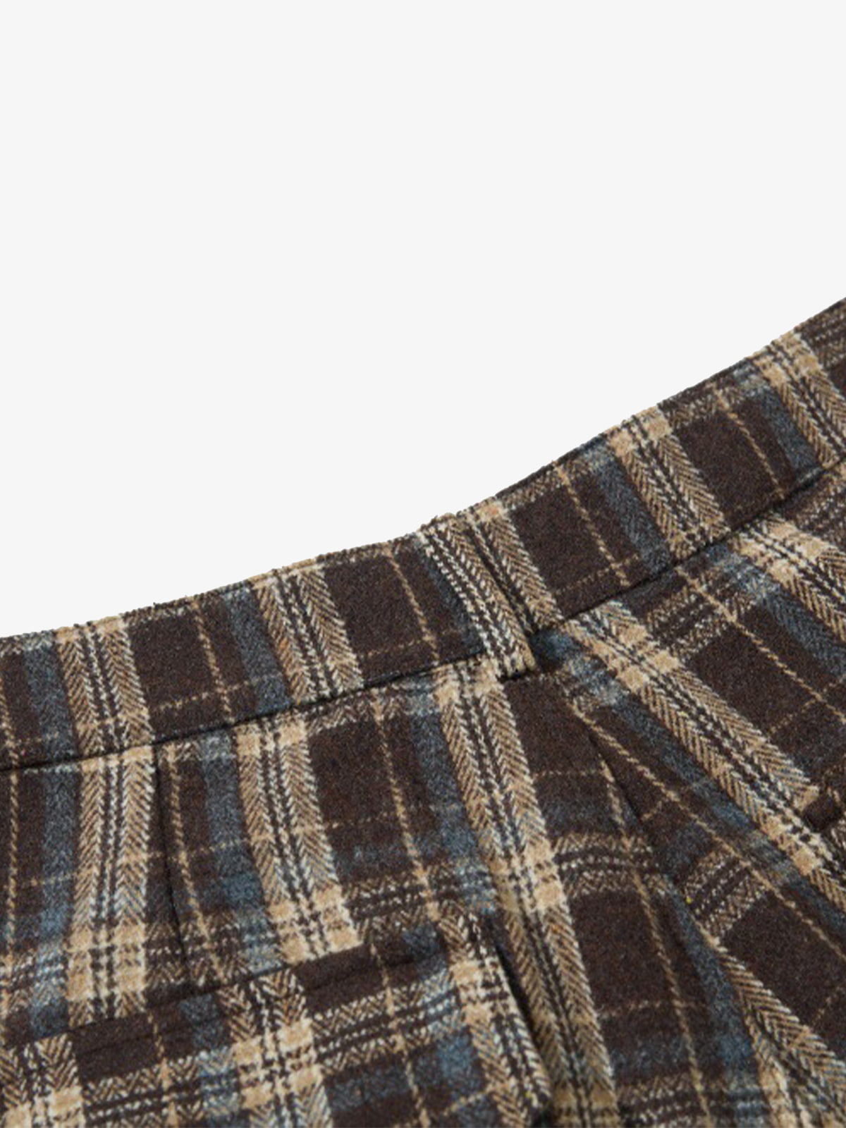 Vintage Plaid Pleated Multi-Pocket Cargo Casual Pants